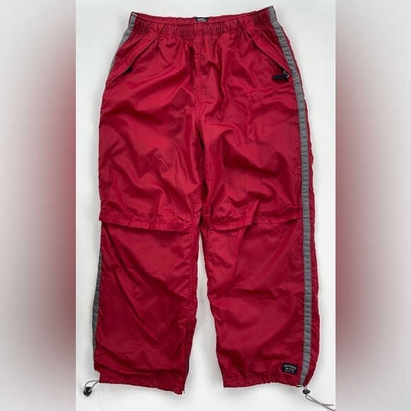 VINTAGE Abercrombie & Fitch Men's Red Paratrooper Gym Issue Pull On Pants XL - Picture 1 of 15